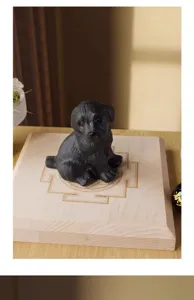 Statuetta cane zodiacale in ossidiana nera naturale scultura animale da tavolo cristallo