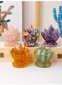 Kristall-Cluster Harz Stein Halterung fuer natur Quarzkristall Edelstein Deko Ornament
