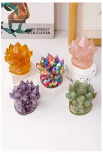 Kristall-Cluster Edelstein Harz Ornament Heim Büro Schreibtisch Dekor Schmuckhalter