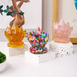 Kristall Cluster Epoxidharz Lotus Ornament Deko Büro Schreibtisch Kristall Kies Display