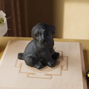 Squisita statuetta di cane zodiacale in ossidiana naturale artigianato in cristallo per regalo