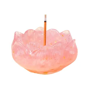 Natural crystal stone lotus incense holder bowl for home meditation and yoga relaxation setup
