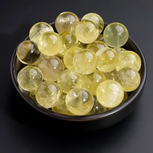 Bola de Cristal de Citrina Natural de Brasil Esfera Pulida Para Decoración de Oficina y Hogar Piedra Curativa Riqueza Suerte Accesorio de Joyería DIY