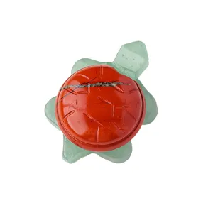 Natural crystal turtle figurine green aventurine and red jasper stone animal lucky decor