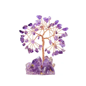 Natürlicher Kristall Geldbaum mit Amethyst Cluster Basis für Feng Shui Dekoration