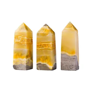 Natural bumblebee jasper crystal tower single point hexagonal column gemstone healing decor