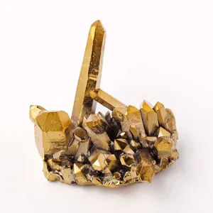 Goldgalvanisierte Kristallstufe rohes Mineralmuster fuer Heimtextilien Feng Shui Dekoration