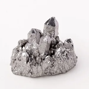 Silber beschichtet Kristall Cluster Mineral Probe Edelstein Home Dekoration Skulptur