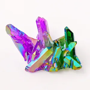 Bunter Titan Aura Quarz Kristall Stufe Mineralien Probe für schöne Heimdeko und Heilstein.