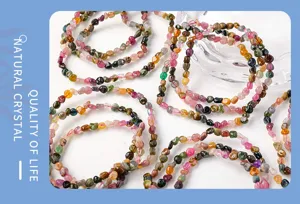 Bracciale multistrato in cristallo naturale di tormalina chips irregolari moda nuovo