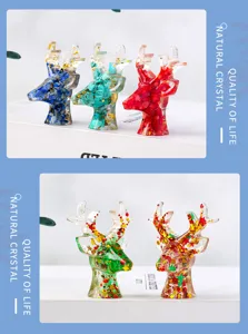 Kristall Harz Hirschkopf Figur Schmuckhalter dekoratives Ornament für Tisch Display