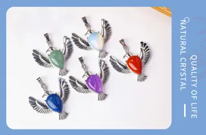 Natuurlijke kristal edelsteen duif hanger ketting minimalistische zilveren sieraden