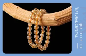 Natural rutilated quartz crystal bracelet gemstone jewelry golden rutile beads for women