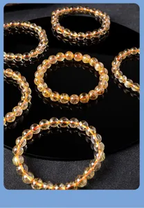 Natural Gold Rutilated Quartz Bracelet Clear Crystal Beaded Bracelet Unisex Wholesale