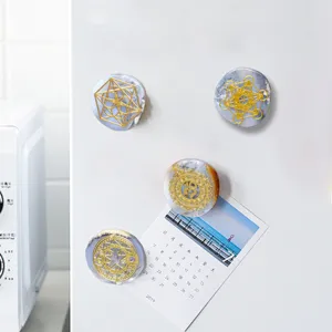 Natürliche Achat Magnete für Kühlschrank mit goldenen heiligen Geometrie Runen Energie.