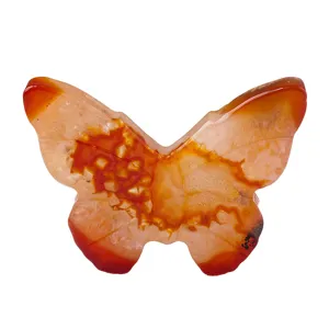 Sculpture papillon en agate rouge naturelle en cristal pierre précieuse déco maison