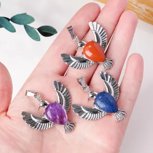 Natuurlijke kristal edelsteen duif vogel hanger ketting mode sieraden groothandel item.
