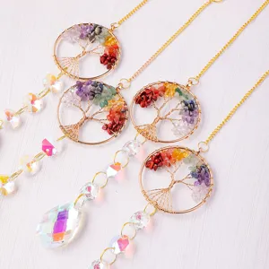 Kristal Levensboom Zonnevanger Raam Hangende Prisma Regenboog Maker Auto Ornament