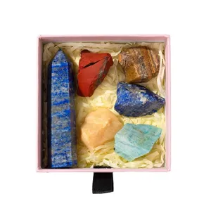 Natural crystal rough stone gift box set healing mineral specimens crystal tower for home decor