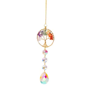 Natuurlijk kristal levensboom zonnvanger windspel hangend raam druppel auto hanger kristal