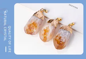 Natuurlijke ruwe citrien kristal hanger onregelmatige edelsteen ketting sieraden