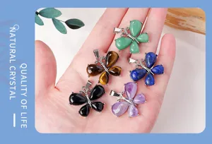 Natuurlijk kristal steen vlinder hanger halsketting sieraden mode accessoire stijl