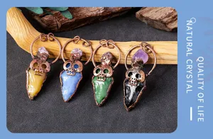 Pendentif flèche en cristal crâne en cuivre rétro collier style punk bijoux en cristal naturel