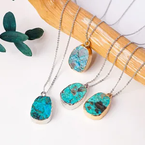 Natürlicher Kristall Ozean Stein unregelmäßiger Anhänger Halskette für Damen Schmuck.