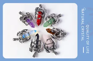 Natural crystal double terminated hexagonal pillar dragon claw necklace jewelry pendant