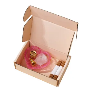 Set porta incenso ciotola cuore in resina di cristallo con quarzo rosa e bastoncini