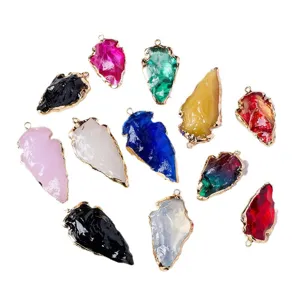 Wholesale artificial crystal arrowhead gold-plated pendant DIY jewelry necklace accessory