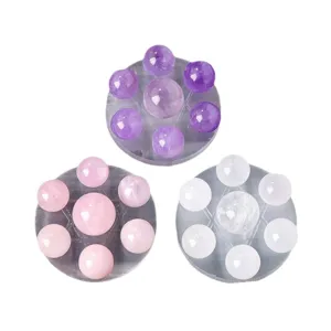 Boule de cristal naturelle sept étoiles feng shui ornement blanc violet rose déco