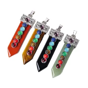 Natürlicher Kristallstein Schwert Anhänger Chakra Halskette Edelstein Yoga Stein Schmuck