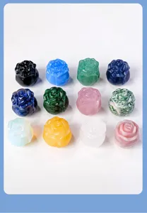 Natürliche edelstein kristall rose blume stein schnitzerei ornamente für geschenk