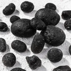 Natural black meteorite rough stone raw mineral specimen aromatherapy diffusing stone.