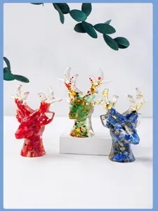 Epoxidharz Kristall Hirsch Ornament Heimtextilien Schmuck Organizer Weihnachtsgeschenk
