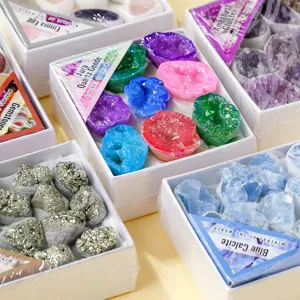 Natural crystal rough stone mineral specimen gift box educational crystal cluster ornaments