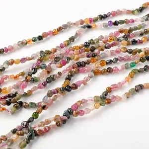 Bracciale multi-giro in cristallo naturale di tormalina frammenti irregolari macaron