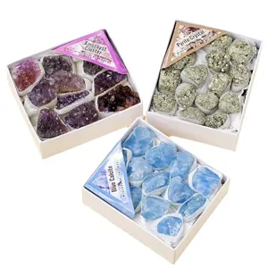 Natural crystal rough stone gift box mineral specimen set crystal cluster collection decor