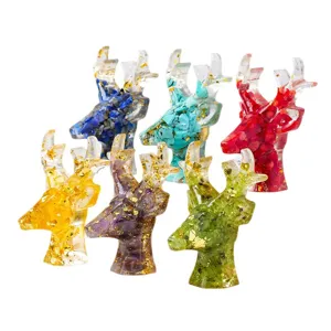 Kristallsplitter Harz Hirschkopf Ornament Schmuck Display Ständer für Wohnkultur