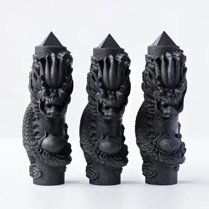 Scultura di cristallo del pilastro del dragone di shungite naturale feng shui statua