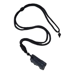 Colgante de piedra en bruto de turmalina negra de cristal natural collar de suéter negro elegante