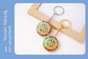 Natural crystal orgone keychain dual color resin crystal pendant car bag accessory gift