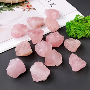 Natural raw pink quartz crystal stones bulk rough rose quartz for aromatherapy decor.
