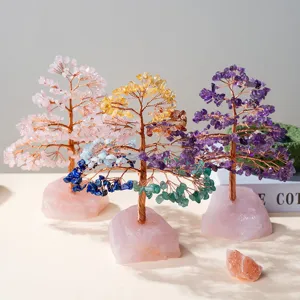 Albero dei Soldi in Cristallo Naturale Ornamento Ametista Quarzo Rosa Citrino Albero della Ricchezza Con Base in Cluster Per Decorazione Tavolo Ufficio Soggiorno Scrivania Fatto a Mano Pietre Guaritrici Albero della Fortuna