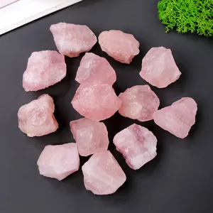 Natural raw rose quartz crystal stones bulk rough healing crystals for home decor display.