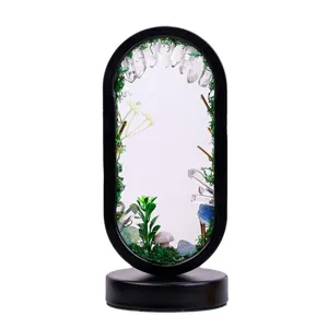 Luz de noche ovalada de cristal natural hongo bosque decoracion hogar lampara LED