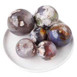 Sfere in agata fiore di ciliegio nero naturale set di sfere di cristallo decorazione