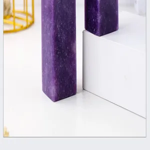 Natural purple mica crystal pillar raw stone polished four-sided mineral specimen decor.