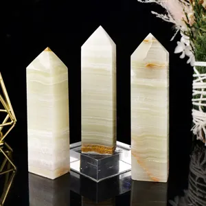 Natural Green Calcite Crystal Pillar Tower Mineral Specimen Healing Home Office Decor Main